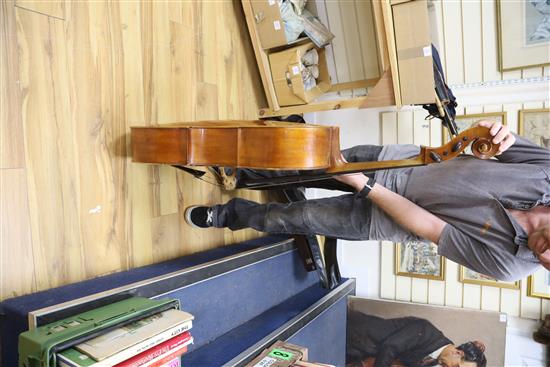 A cello and two bows, cello height 123cm